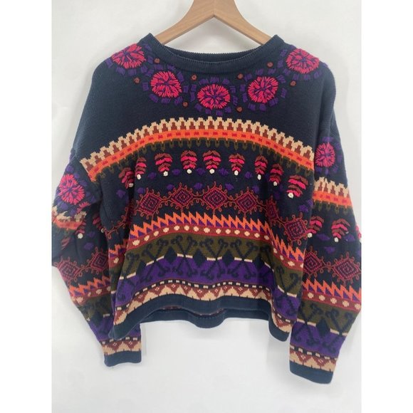 VINTAGE MILANO SPORT EMBROIDERED PULLOVER KNIT SWEATER SIZE MEDIUM - Picture 2 of 5